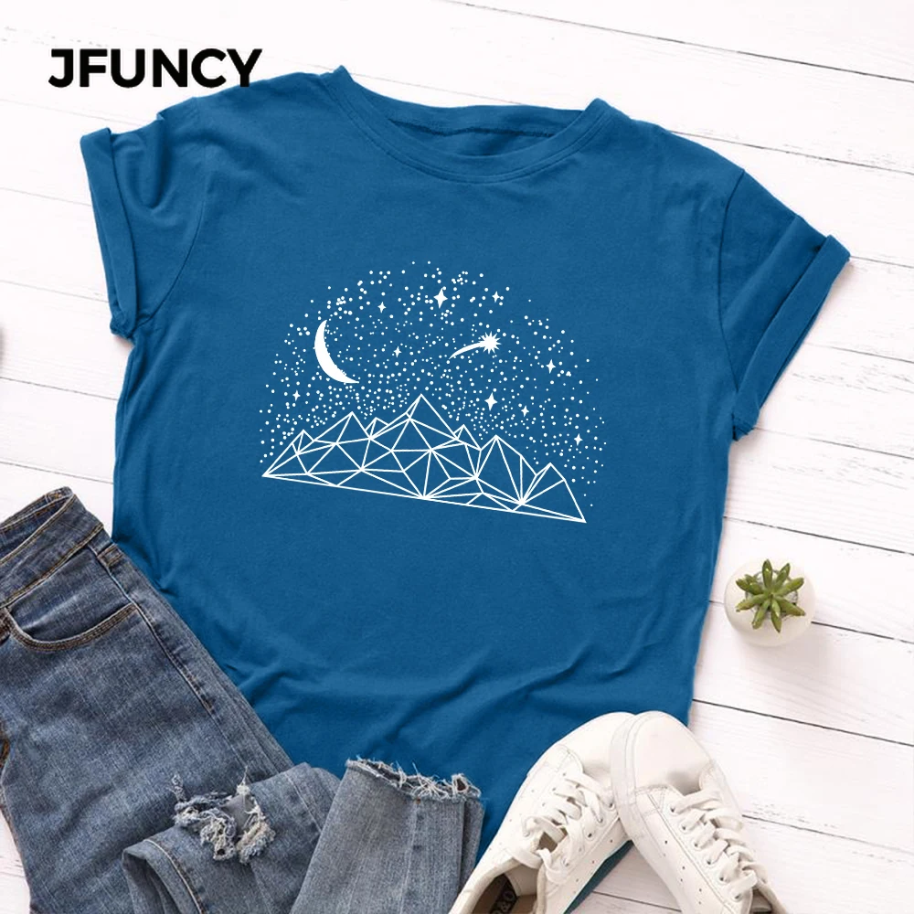 Футболка JFUNCY Женская свободного покроя 100% хлопок креативный принт с коротким