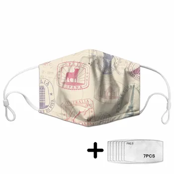 

Ladies Mouth Mask 7pcs 2.5PM Filter Kangaroo Stamp Pattern Reusable Face Mask Men Women Breathable Fashion Dust Mascarillas
