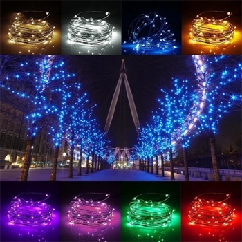 

Led Strings light 2M 5M 10M 100led Copper Wire 3XAA Battery Operated Christmas Wedding Party Decoration LED String Fairy Lights