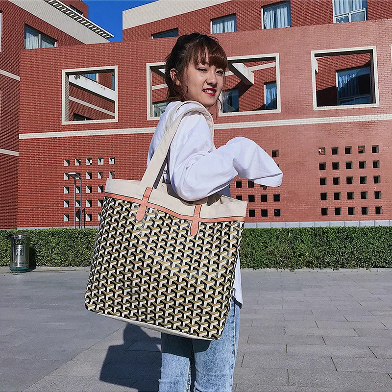 

Korean version of the retro printed canvas bag large-capacity shoulder bag fun handbag simple shopping bags for women 2018