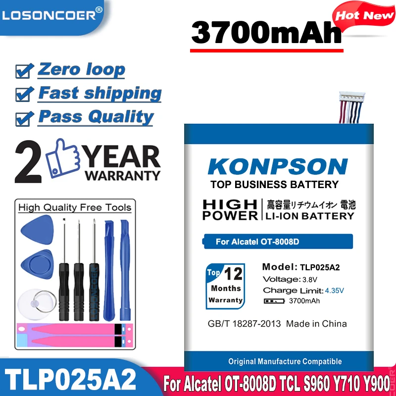 LOSONCOER 3700mAh TLP025A2 Phone Battery For Alcatel One Touch idol X+ 6043D Scribe HD OT-8008D TCL S960 Y710 Y900 | Мобильные