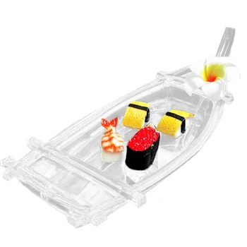 

Acrylic Sushi Boat Transparent Seafood Boat Cutlery Dry Ice Boat Sushi Container Decorate Plate Dish