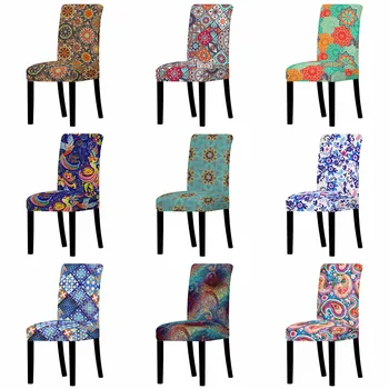 

Mandala Floral Chair Cover Spandex Stretch Elastic Generic Chair Covers Slipcover For Wedding Dining Room Office Banquet