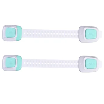 

2pcs Sky Blue Multipurpose Double Button Safety Locks Self-adhesive Anti-pinch Locks for Refrigerators Doors Drawers Cabinet
