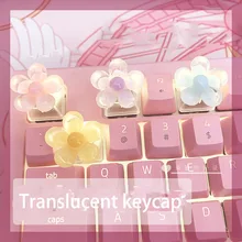 

Pink For Mechanical Keyboard Personality Backlit Flower Keycaps Cute Transparent Keycaps Game Configuration Gifts