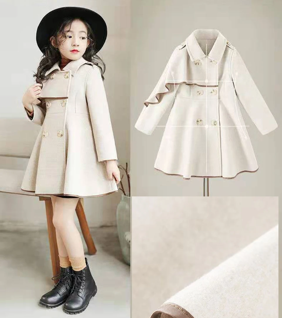 Осенне-зимняя одежда для девочек от 3 до 14 лет топы, шерстяные пальто Детская верхняя одежда с длинными рукавами, куртки для маленьких девочек верхняя одежда, одежда