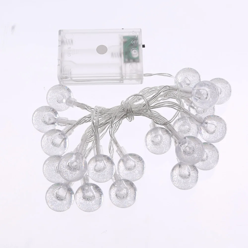 20 Head LED Bubble Ball Shape Battery Box Lighting Warm White Chain Christmas Party Festival Indoor Outdoor Decorative Lights