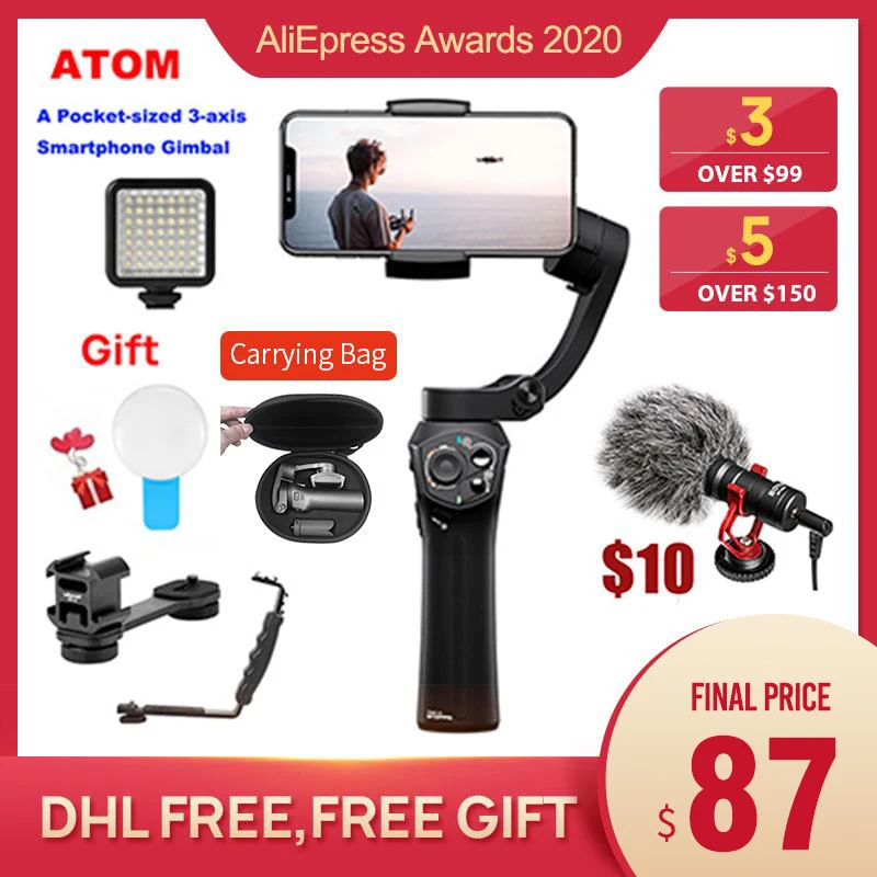 Snoppa Atom 3 Axis Foldable Pocket Sized Handheld Gimbal Stabilizer For Iphone X Rc Model Vehicle Parts Accessories Rc Model Vehicles Remote Controlled Toys