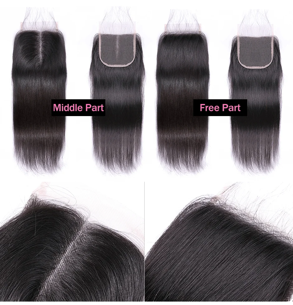 Malaysian Straight Hair Closure Free Part Lace Closure Hand Tied Remy Human Hair Extension Can Be Dyed