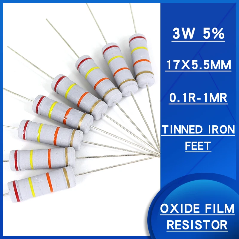 20pcs 3w 5% Metal oxide film resistance 0.1R-1.5MR resistance Watts3 Precision5 Various specifications are available resistenc