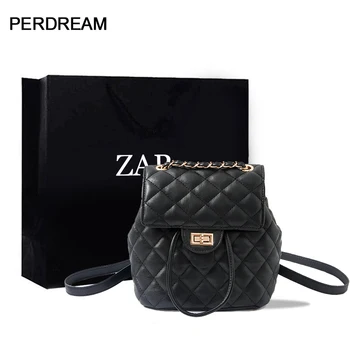 

Lingge chain shoulder bag female 2020 new Korean version of the simple and versatile fashion mini soft leather small backpack