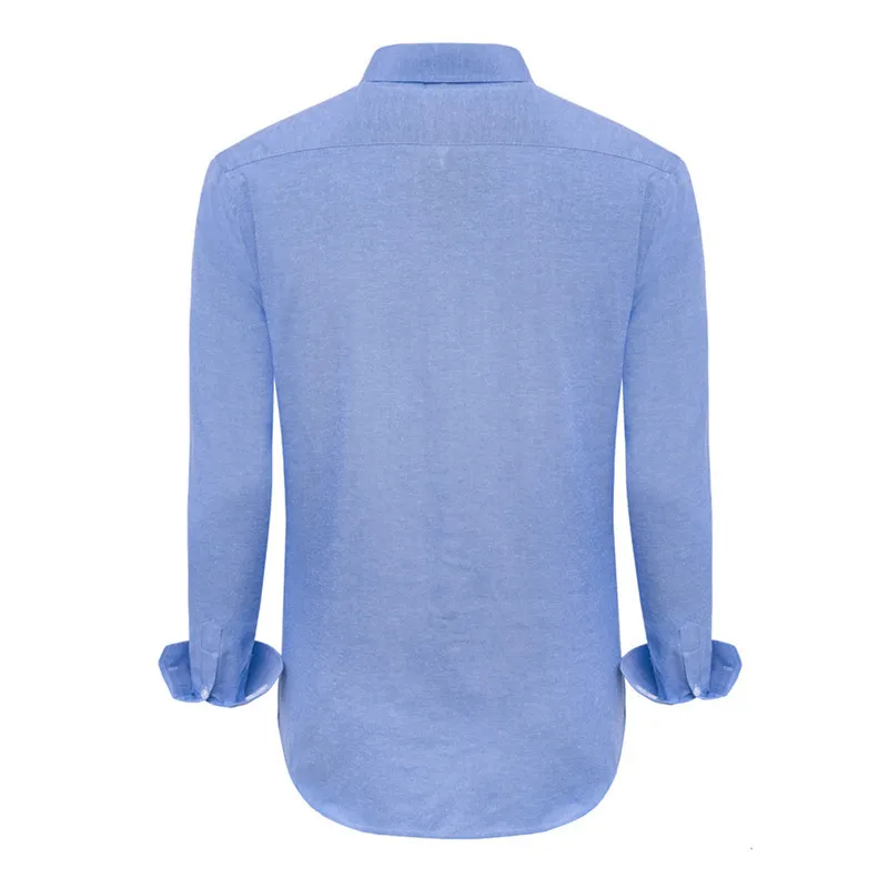 VISADA JUANA Мужская рубашка хлопок Весна Осень Повседневная рубашка с длинным рукавом мягкая удобная облегающая стильная брендовая мужская рубашка размера плюс - Цвет: JeanBlue13