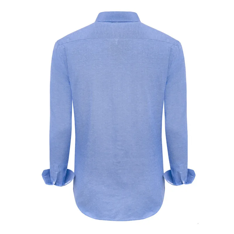 JeanBlue13 VISADA JUANA Мужская рубашка хлопок Весна Осень Повседневная рубашка с длинным рукавом мягкая удобная облегающая стильная брендовая мужская рубашка размера плюс - Цвет: JeanBlue13