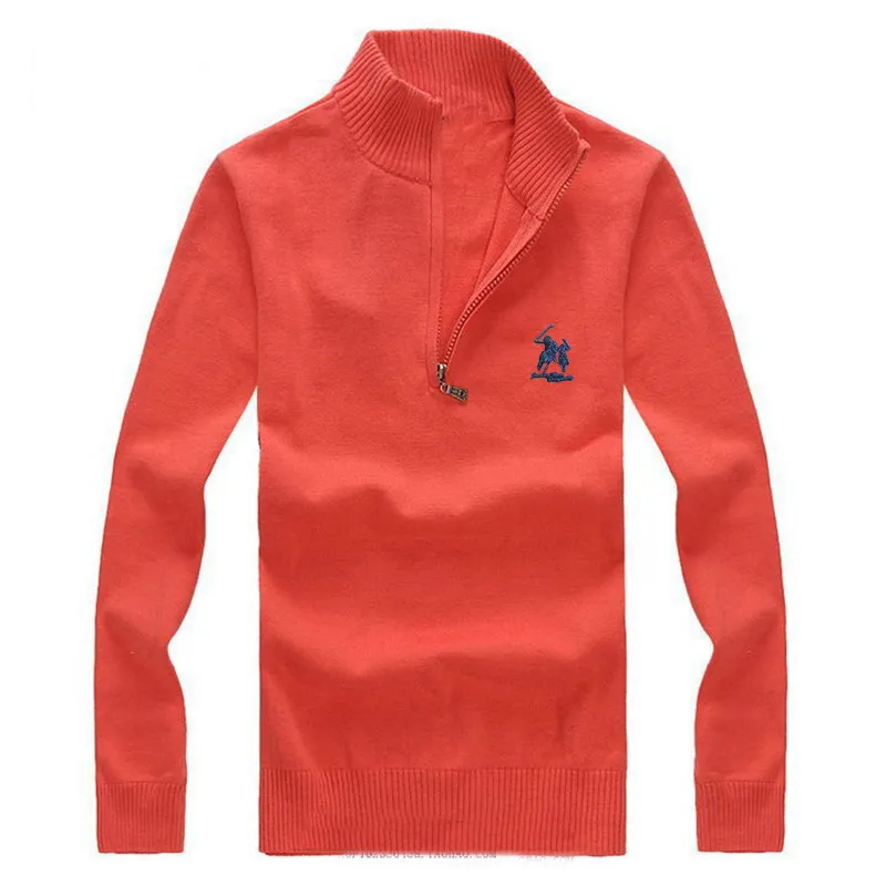 Европейский стиль, высокое качество, вышитый логотип Polo, брендовый мужской свитер, половина молнии, водолазка, свитер, пуловер, мужской вязаный свитер