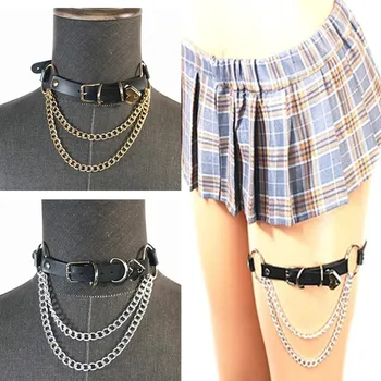 

New Women Sexy Punk Goth Heart PU Leather Elastic Garter Belt Leg Thigh Ring Clothing Accessory Spring Summer Leg Harness