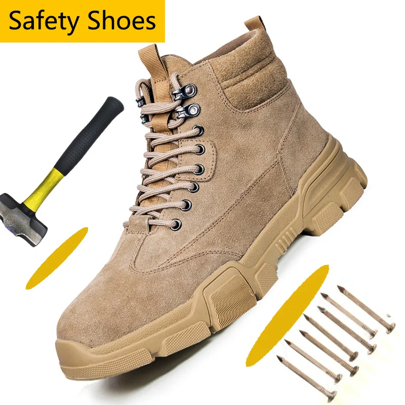Suede Leather Steel Toe Shoes Athletic Work Shoes for Men Non-Slip
Industrial & Construction Work Safety Boots Winter Boots Men