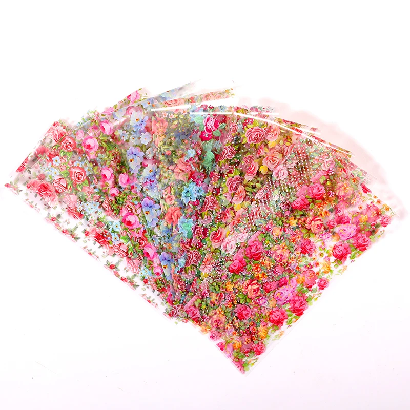 10Pcs-Flowers Фольга для ногтей мраморная серия переводные наклейки для ногтей украшения из фольги DIY Дизайн ногтей переводные наклейки аксессуары для ногтей - Цвет: 10Pcs-Flowers