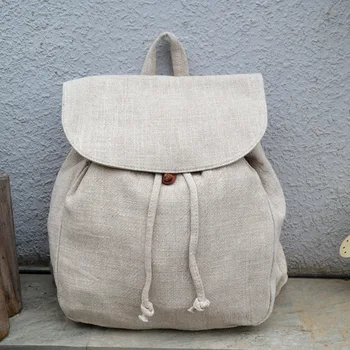 

Natural Linen Ecology Backpack for Women 2020 Female Daily Quality Fabric Eco-friendly Simple Design Knapsack Bag for Student