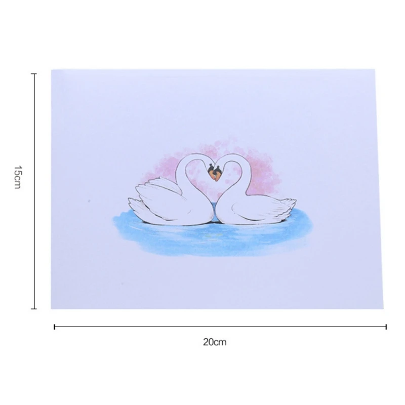 3D Pop Up Swan Greeting Cards Birthday Wedding Valentine Anniversary Invitations