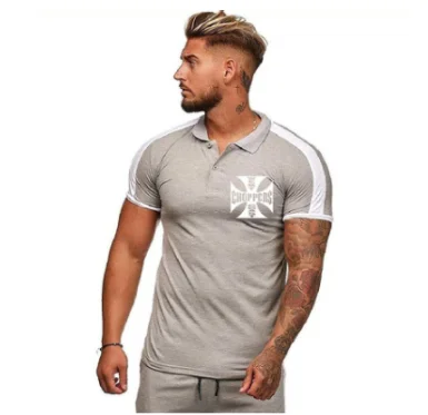 Мужская хлопковая футболка поло с коротким рукавом принтом|Рубашки и топы| |