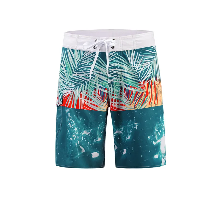 В европейском и американском стиле, с изображением яхты Boardshort Для мужчин коричневый Paulownia листья контрастный Цвет боксеры Пляжные шорты небольших партиях, адаптируемые под требования заказчика OEM