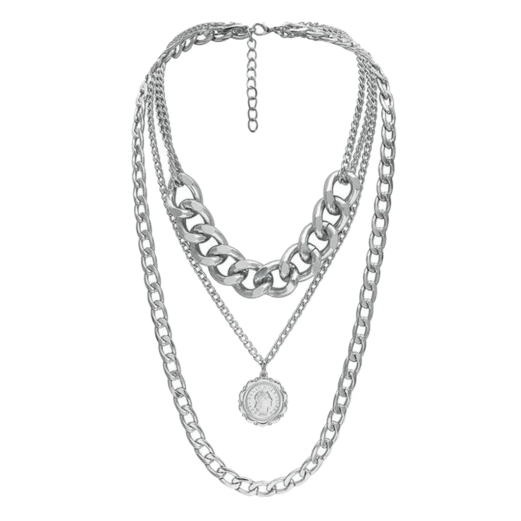 Retro Womens Sweater Necklace Chain with Pendant Charm Clothing Accessory Hypoallergenic Lightweight