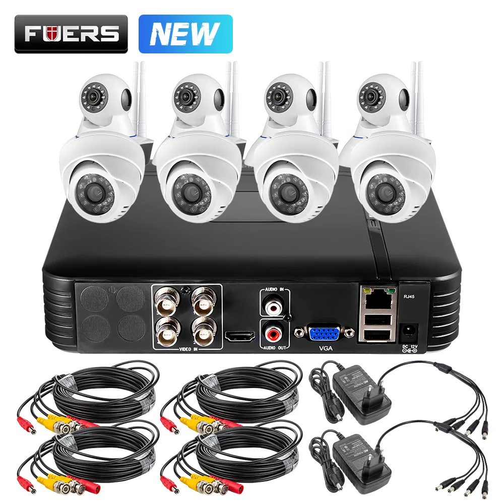 FUERS 4CH система видеонаблюдения 720P AHD IP камера для помещений безопасности DVR