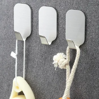 

6PCS Self Adhesive Hooks Stainless Steel 3MM Adhesive Wall Hanger For Kitchen Bathroom Office Storage Closet Waterproof Hook