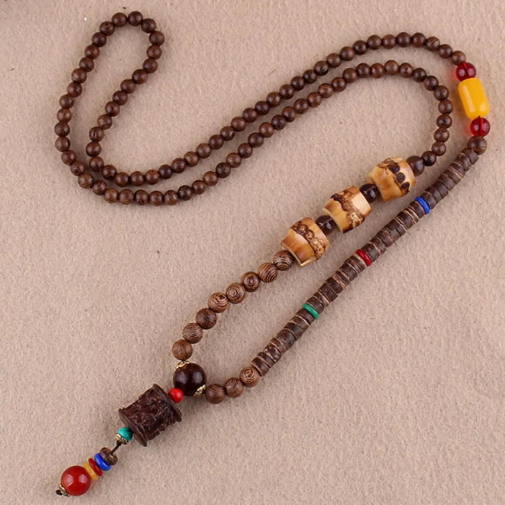 Retro Ethnic Wooden Beads Handmade Pendant Necklace Long Sweater Chain N021 - Image 4