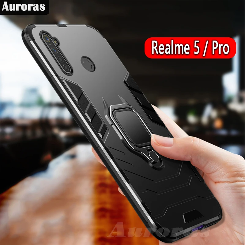 Противоударный чехол Auroras для OPPO Realme 5 Pro магнитный держатель кольца | Мобильные