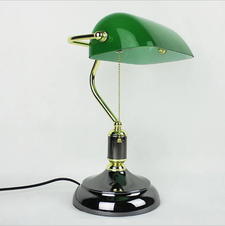  American Retro Bank Lamp Bedside Bedroom Study Eye Protection Lamp Work Study Green Lamp Shade Desk - 4000288355427