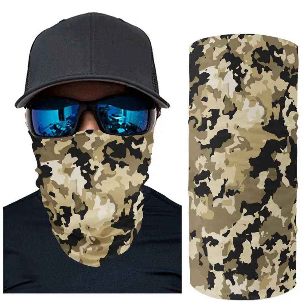 

Custom pattern riding Headband realistic seamless scarf outdoor Mountaineering face magic headscarf Desert Army Tawny camouflage