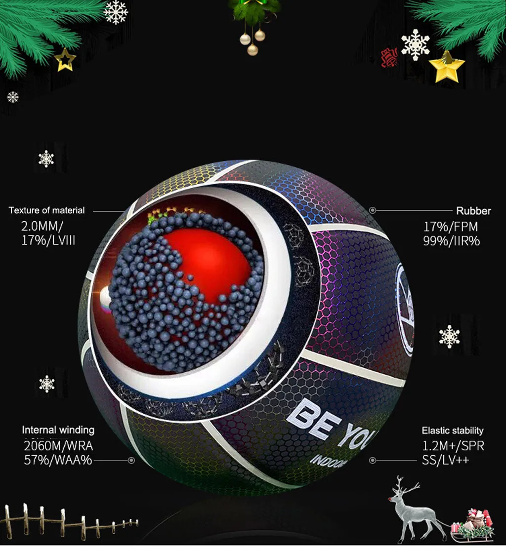 Size 7 Luminous Basketball Battery-Free Glowing Basketball Children Trainning Adults Kids Sports toy Child Early Training Game#D