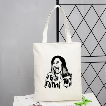 

Cardi B Music Hip Hop Graphic Cartoon Printed Canvas Shoulder Bag Female Funny Large-capacity Eco Environmental Shopper Bag
