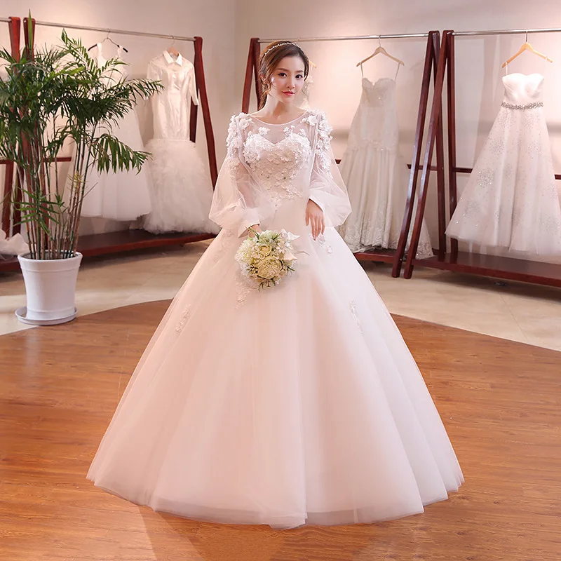 2020 Vestido De Festa версия свадебное платье тонкие длинные рукава крупные свадебные с