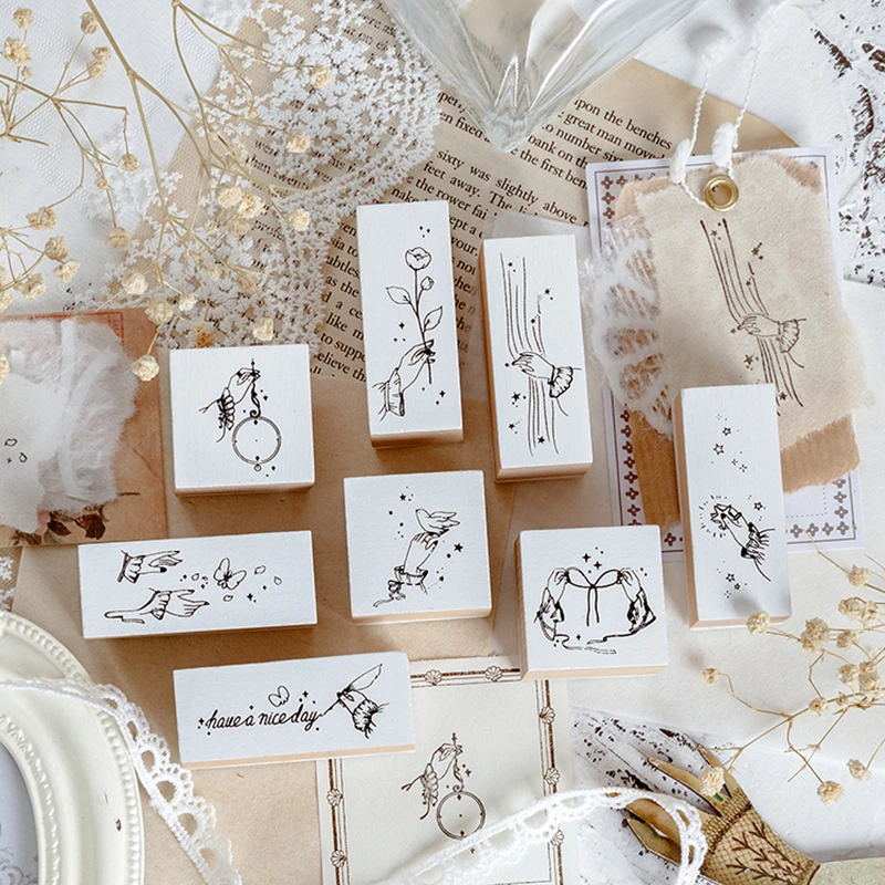 Vintage Fingertip Gentle Series Gestures Stamp Diy Wooden Rubber Stamps For Scrapbooking Stationery Scrapbooking Standard Stamp Stamps Aliexpress