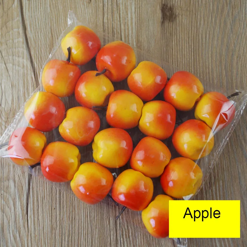 20pcs/Lot Simulation Mini Mini Fruit Model Home Furnishing Holiday Party Photo Props DIY Handmade Decoration Apple Strawberry artificial fruits and vegetables