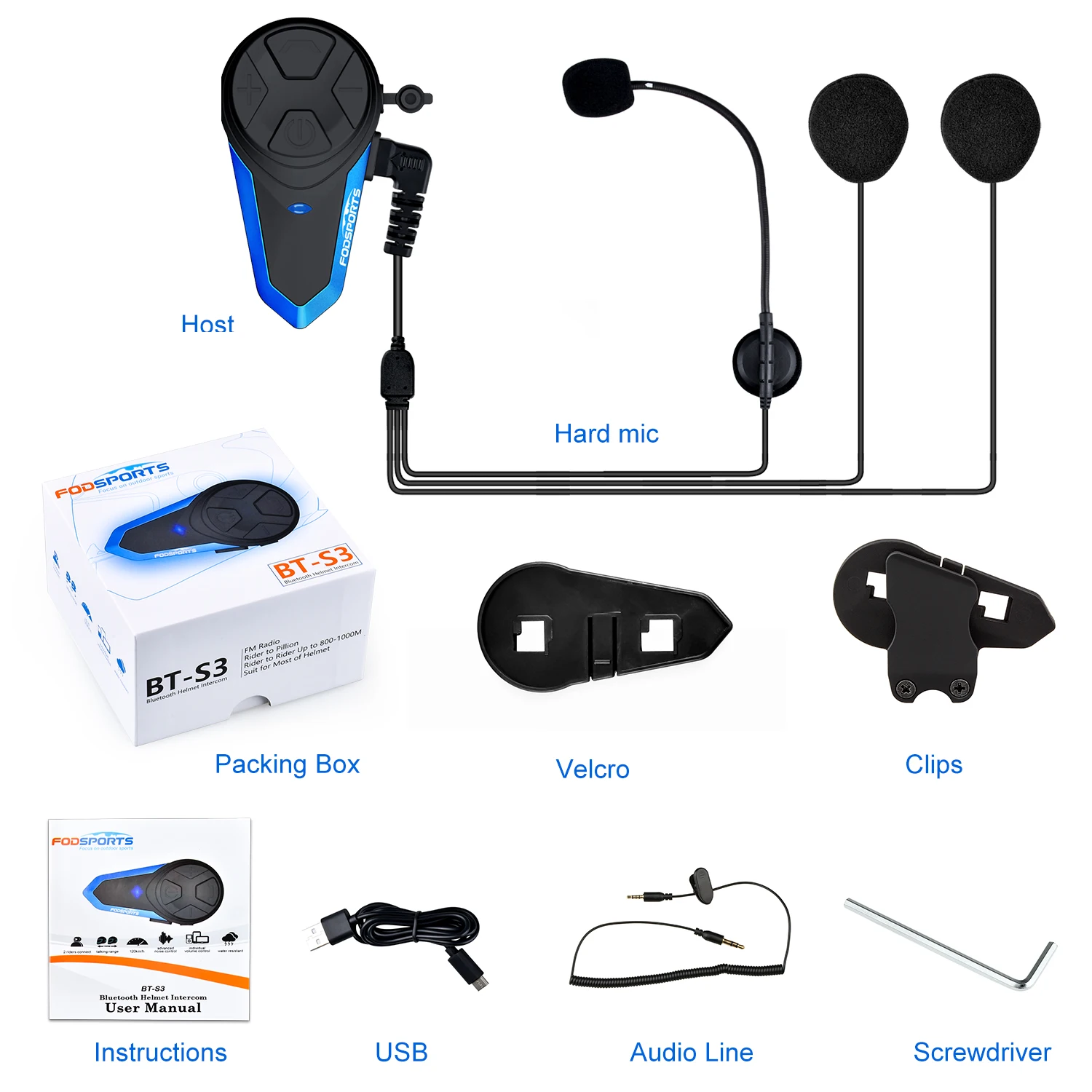 Bluetooth гарнитура для мотоциклетного шлема 1000 м|intercom 1000m|bt interphonemotorcycle helmet bluetooth |