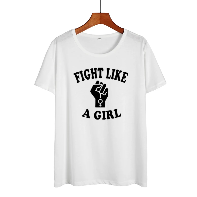 Женская футболка с принтом Fight Like A Girl в стиле Харадзюку графическим 2019|shirt tumblr|t shirt