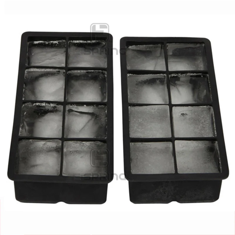 Hot Black 8 Big Grids Food Grade Silicone Ice Cube Maker Jumbo Large Square Tray DIY Mold Mould Kitchen Accessories |