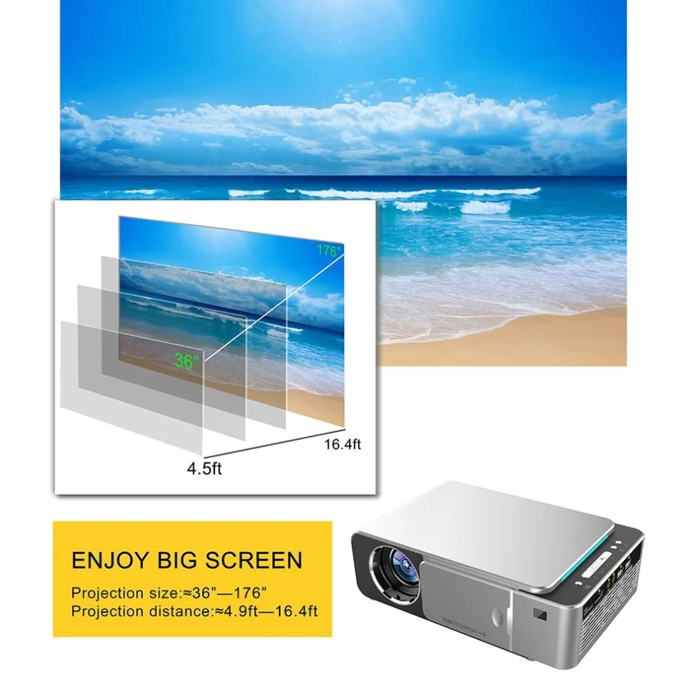 T6 светодиодный hd-проектор 1280x720p Дополнительный Android 7.1.2 портативный HDMI USB 1080p проектор для домашнего кинотеатра Bluetooth wifi US Plug