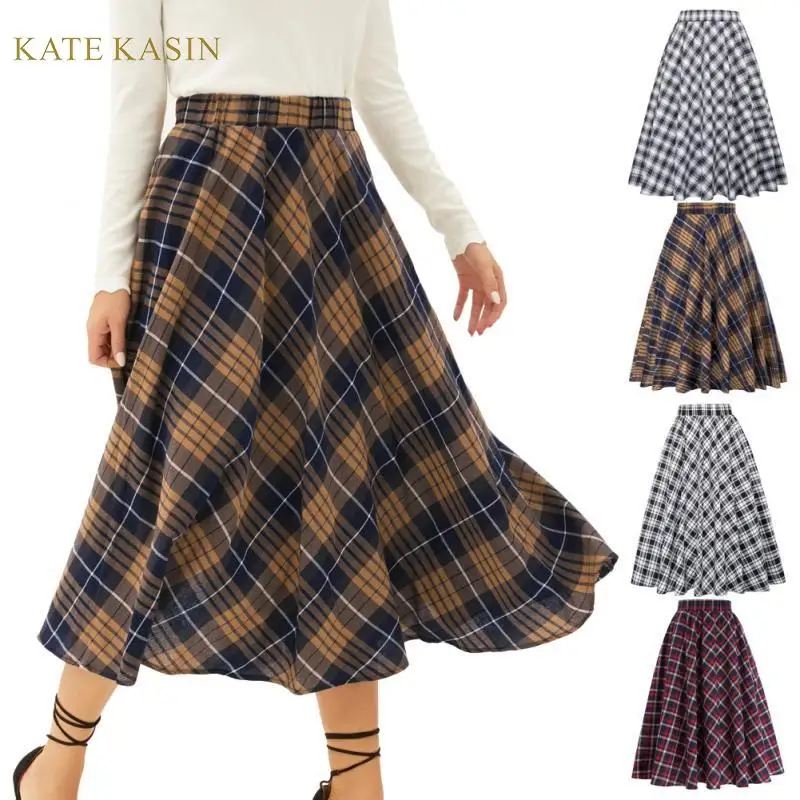 Kate Plaid Midi Skirt 2025