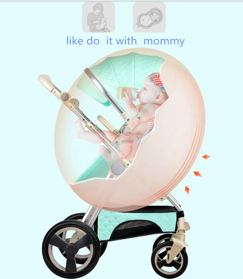 Горячая мама Горячая mom2 в 1 искусственная кожа Яйцо детская коляска высокий пейзаж двухсторонняя езда может лежать может сиденье может изменить направление