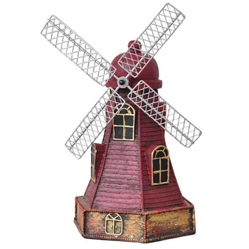 

Vintage Resin Windmill Ornaments Piggy Bank Dutch Windmill Home Decor Ornaments Europe Models Gifts Furnishing Articles Red