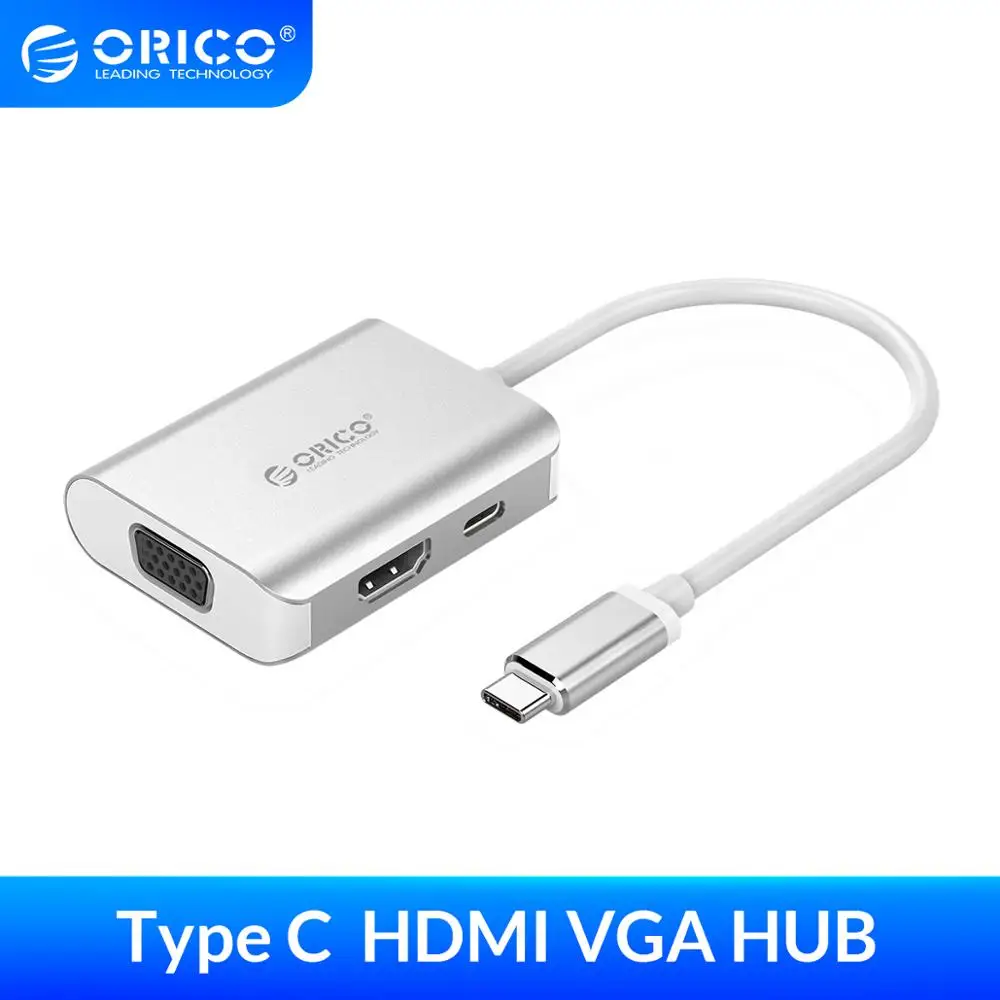 USB концентратор ORICO с C на HDMI VGA для MacBook Samsung Galaxy S9 S8 Note 8 Huawei Mate 10 P20 Type 3 1|USB-хабы| |