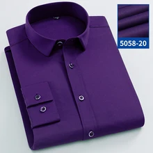 Мужская деловая повседневная одежда, рубашка, однотонная, черная, белая, синяя, красная, модная, с длинными рукавами, тонкая, мужская рубашка, новая одежда