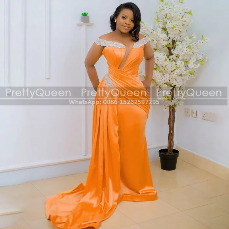 Shiny Beads Boat Neck Mermaid Prom 