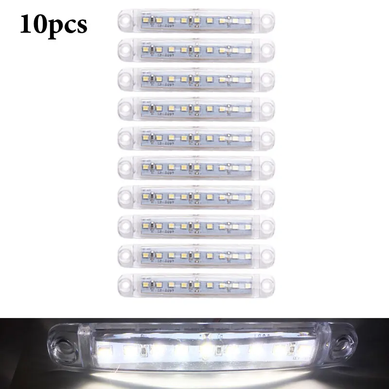 10PCS WHITE RXZ 50 шт. 24 В светодиодные фары для грузовиков 9SMD маркер светильник автомобильный Автобус Грузовик боковой маркер индикатор прицеп светильник задний боковой фонарь - Цвет: 10PCS WHITE
