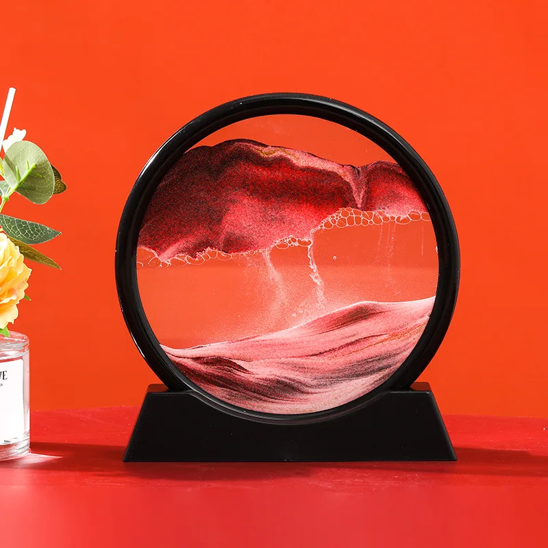 Moving Sand Art Picture Round Glass 3D Deep Sea Sandscape In Motion Display Flowing Sand Frame Sand Painting 