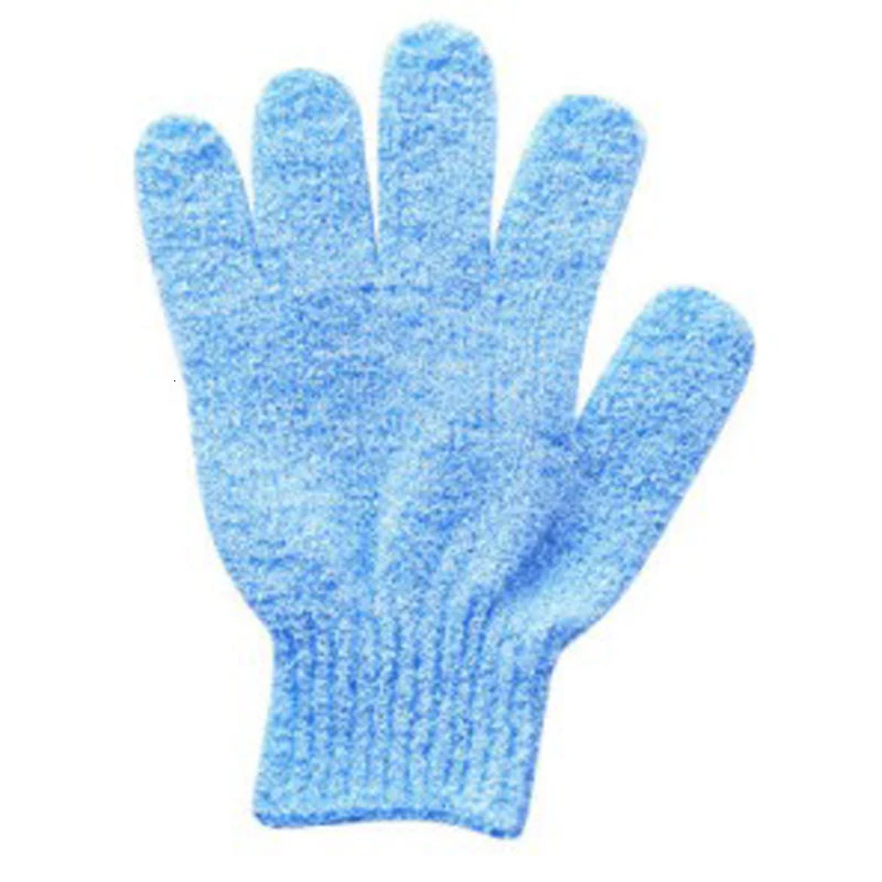 1 пара двухсторонних вспенивающихся банных перчаток скраб рукавица пилинг для удаления губки банный шарик тереть Массажная щетка перчатки аксессуары для ванной комнаты - Цвет: Синий